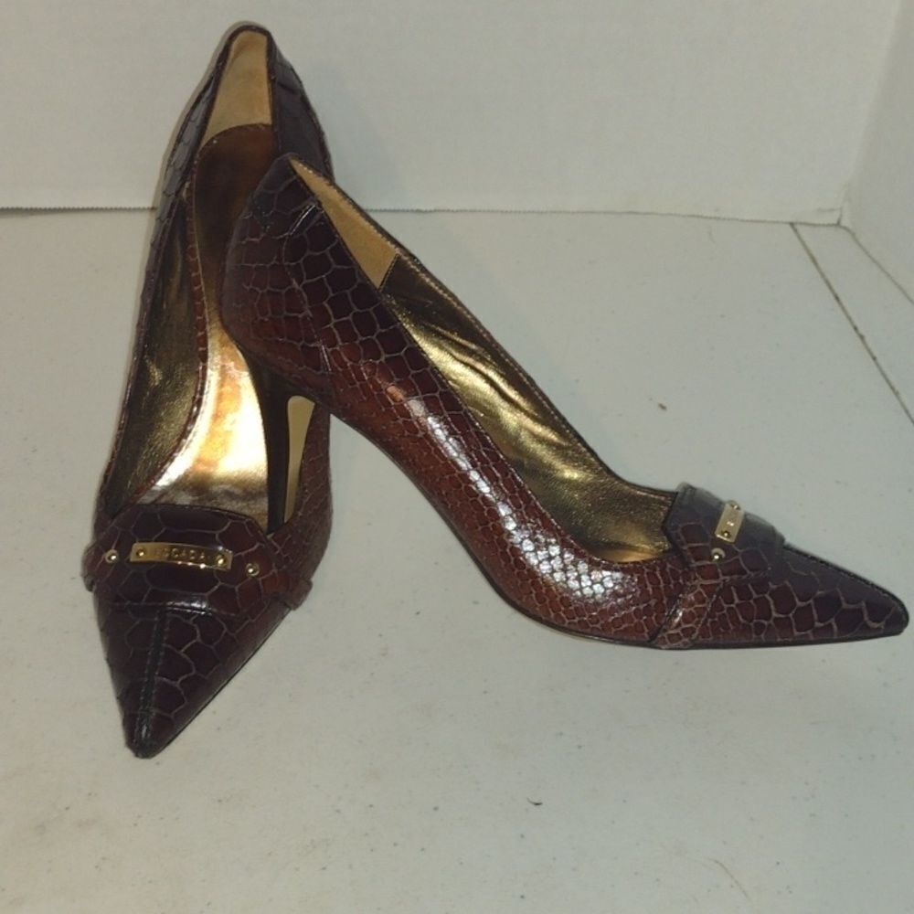 SNAKESKIN Escada Heels brownish reddish color size 38 - Picture 12 of 12
